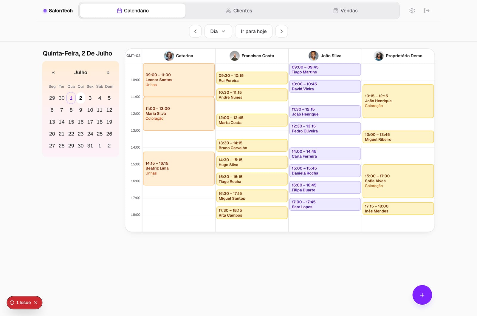 Calendário — SalonUP